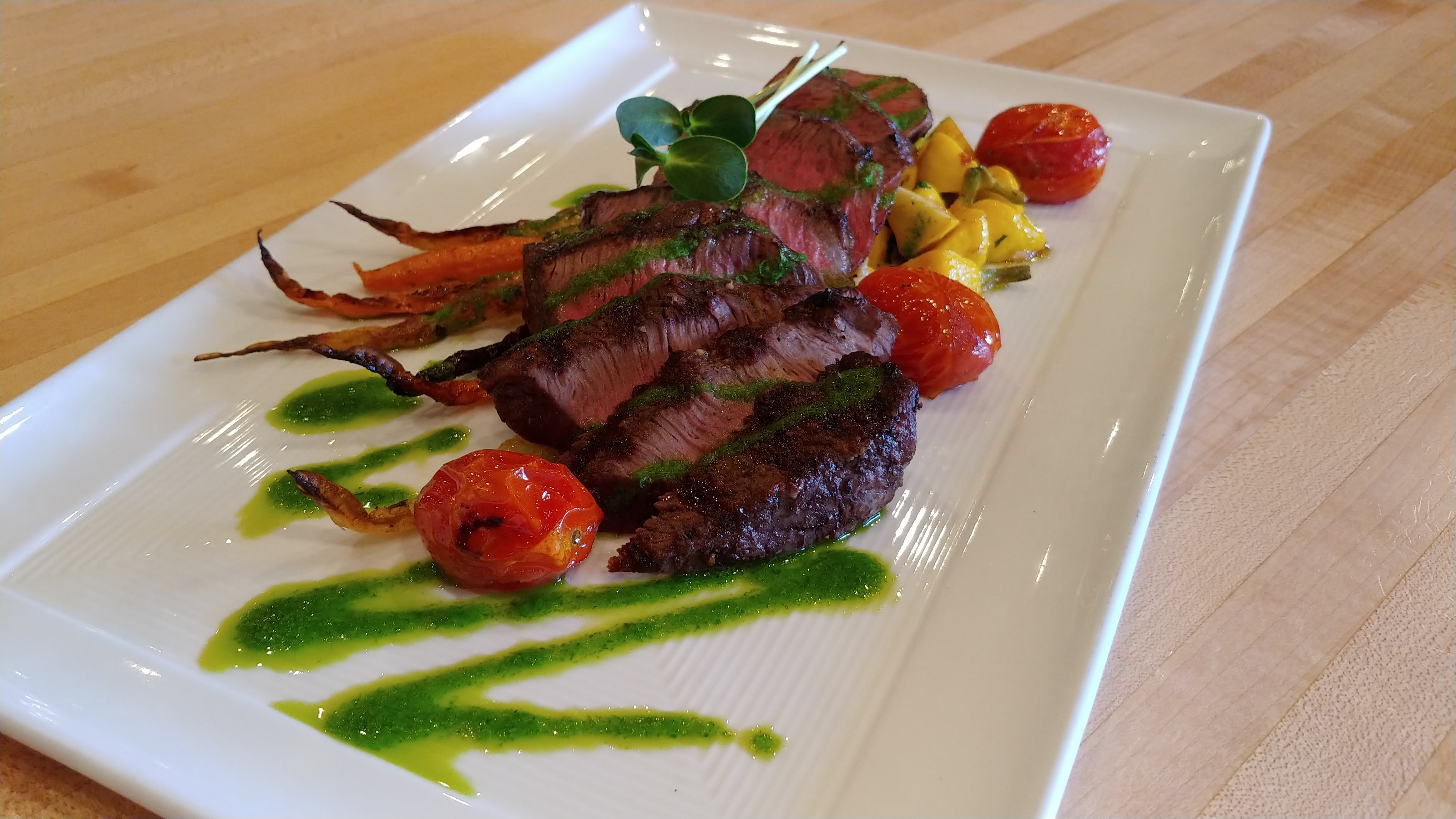 herb oil, patty pans, cherry tomatoes